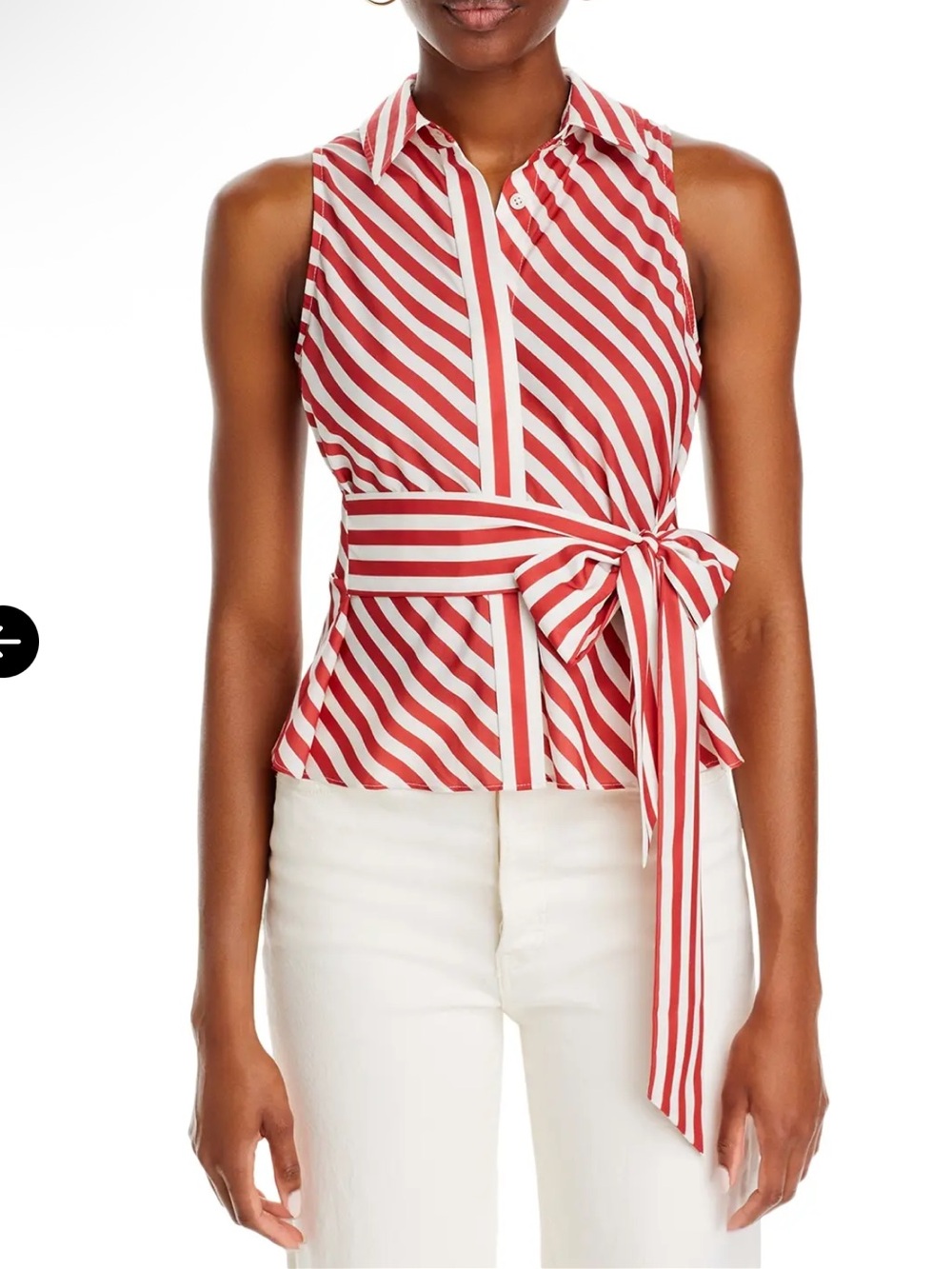 Toccin Katherine Striped Belted Top.Color:Rust
